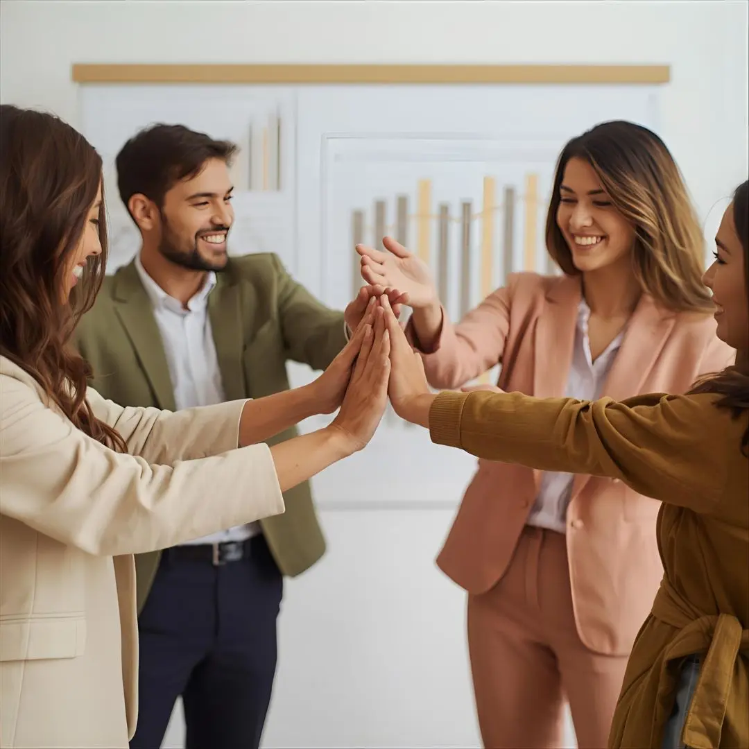 Creér de la synergie et améliorer le bien-être au travail grâce aux ateliers de groupe Un groupe de salarié qui profite d'un moment de synergie grâce aux ateliers de sophrologie